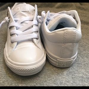 White leather no tie converse kids sizes